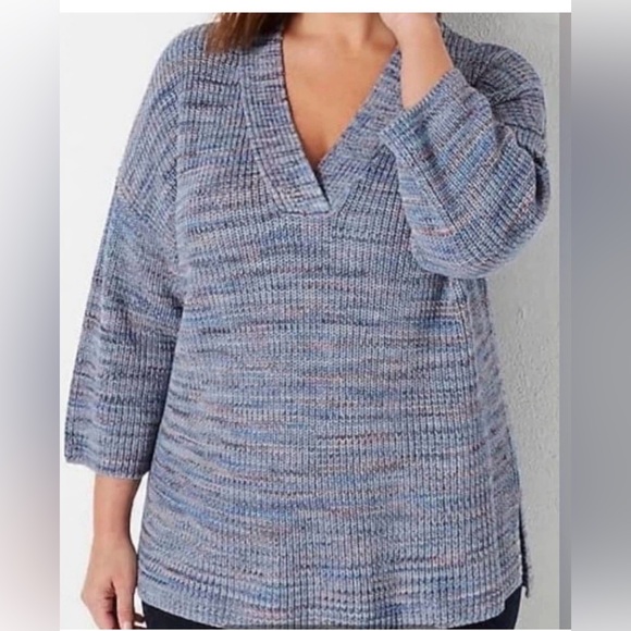 J. Jill Sweaters - J. JILL Textured Knit V-Neck 3/4 Sleeve Sweater Size Large